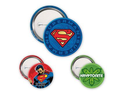 DC Comics Superman, Logo & Kryptonite Odznaky 3-Pack