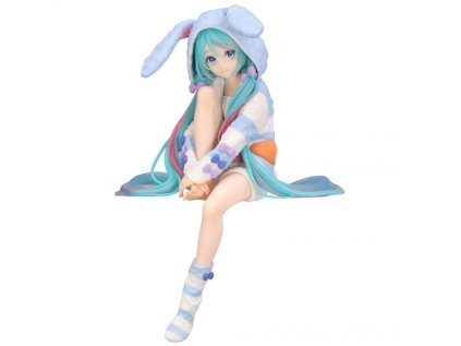 Hatsune Miku Noodle Stopper Rabbit Ear Hood Pajama Blue Color Ver. PVC Statue 14 cm