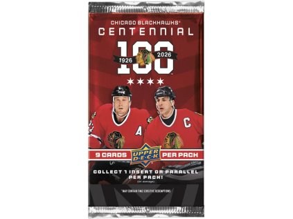 hokejove karty upper deck 2025 2026 chicago blackhawks centennial hobby booster pack 053334070942