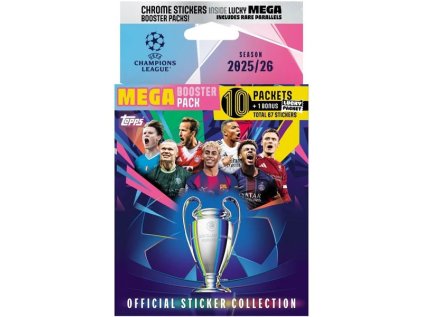 topps champions league 2026 samolepky mega eco pack 5053307077775