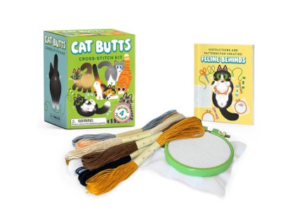 cat butts cross stitch kit includes 4 patterns miniature editions 9798894142685