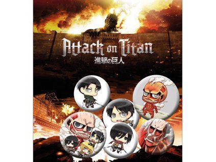 attack on titan odznaky mix 6 pack 5028486296514