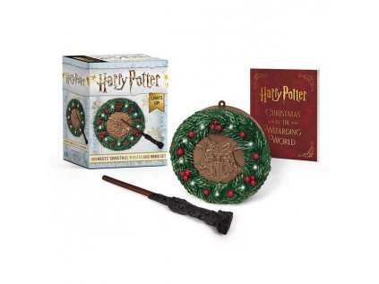 Harry Potter Hogwarts Christmas Wreath and Wand Set Lights Up! (Miniature Editions)