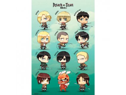 attack on titan chibi characters poster 5028486292387