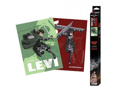 Attack on Titan Levi and Mikasa Posters 2-Pack 52 x 38 cm