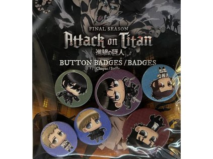 attack on titan odznaky chibi characters 6 pack 3665361083634