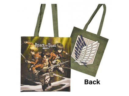 attack on titan eren mikasa and armin tote bag taska