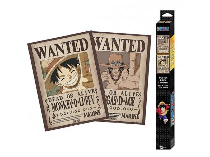 one piece wanted luffy ace posters 2 pack 52 x 38 cm 3665361110118
