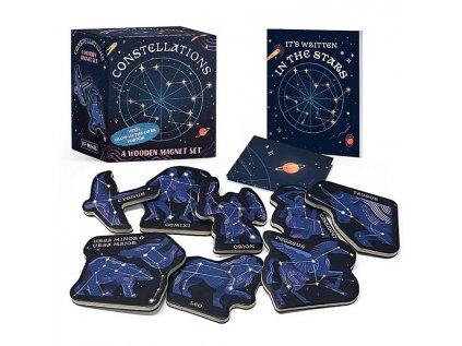 constellations a wooden magnet set with glow in the dark poster miniature editions 9780762482450