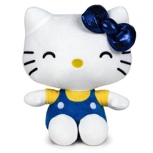 Hello Kitty 50th Anniversary Plush Figure Blue Bow Yellow Shirt 22 cm
