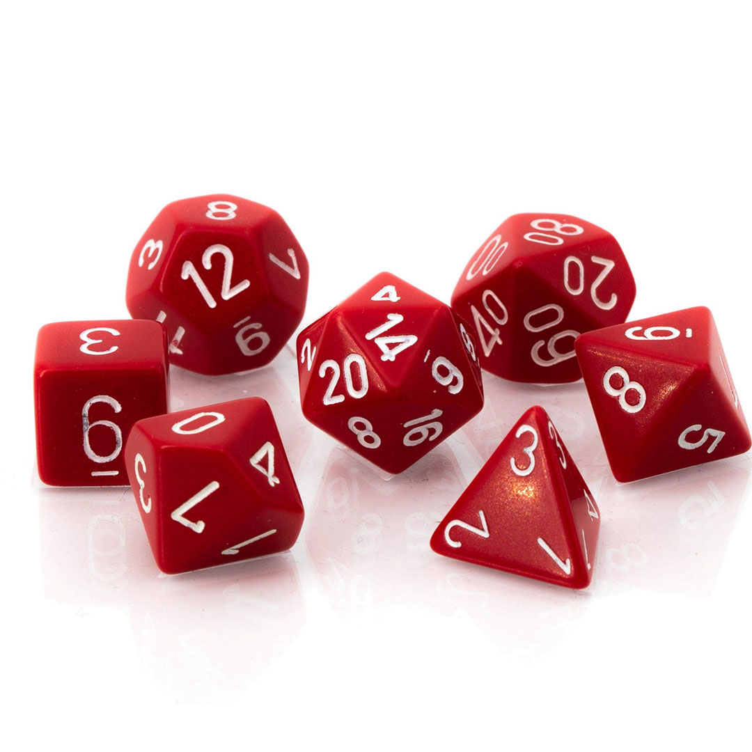 Sada kociek na RPG: Chessex - Red Opaque (7 ks)