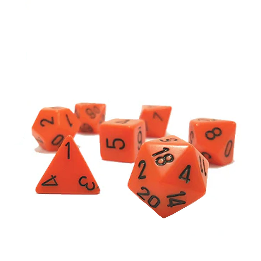 Chessex Sada kociek na RPG: Orange - Black Opaque (7 ks)
