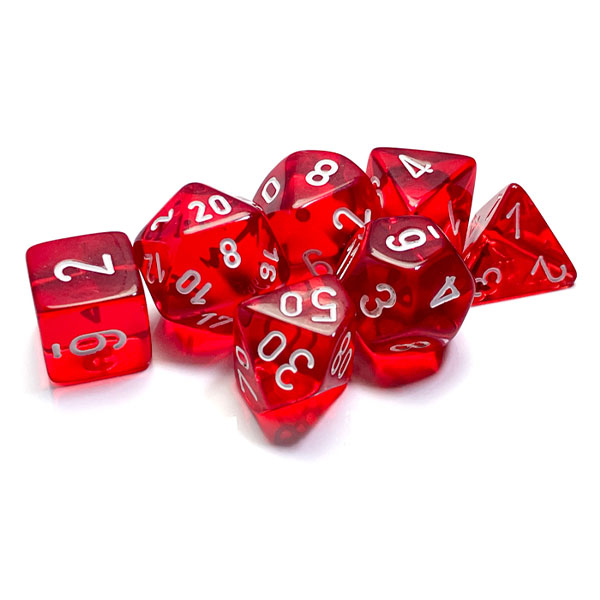 Sada kociek na RPG: Chessex - Red Translucent (7 ks)