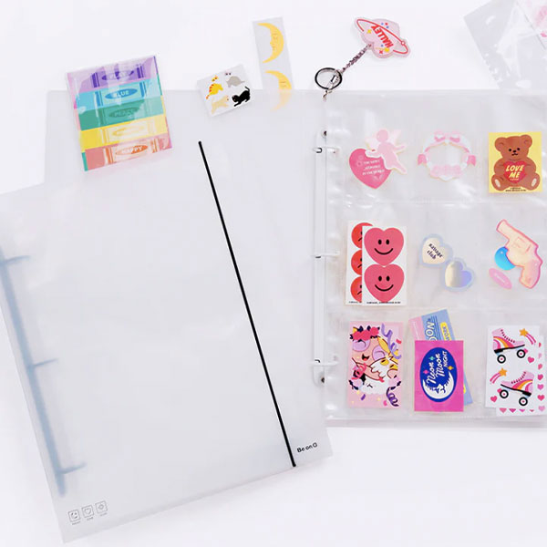 Be on :D Deco pocket BIG A4 3 hole binder set Sticker - Silver (Double Side)