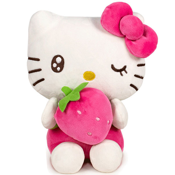 Sanrio Hello Kitty Plush Figure Pink With Strawberry 22 cm