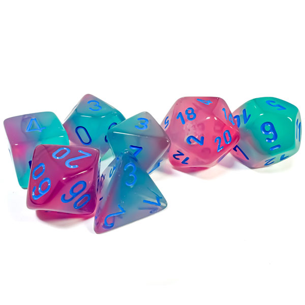 Sada kociek na RPG: Chessex - Gemini Green-Pink Blue Luminary (7 ks)
