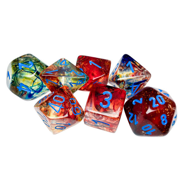 Sada kociek na RPG: Chessex - Nebula Primary Blue Luminary (7 ks)