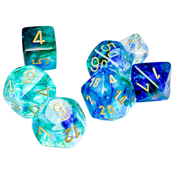Sada kociek na RPG: Chessex - Nebula Oceanic Gold Luminary (7 ks)