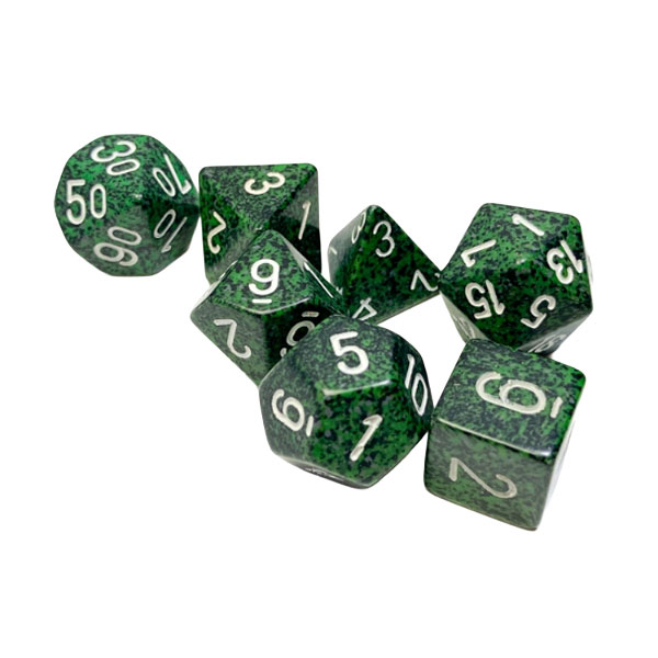 Sada kociek na RPG: Chessex - Green Recon Speckled (7 ks)