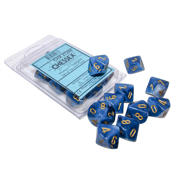 Sada kociek na RPG: Chessex - Teal Gold Phantom (10 ks)