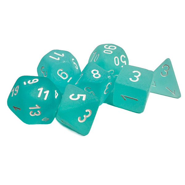 Sada kociek na RPG: Chessex - Teal White Frosted (7 ks)