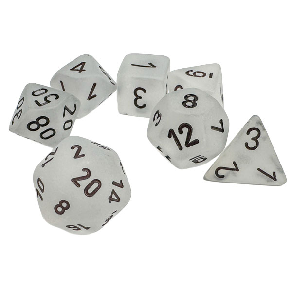 Sada kociek na RPG: Chessex - Clear Black Frosted (7 ks)