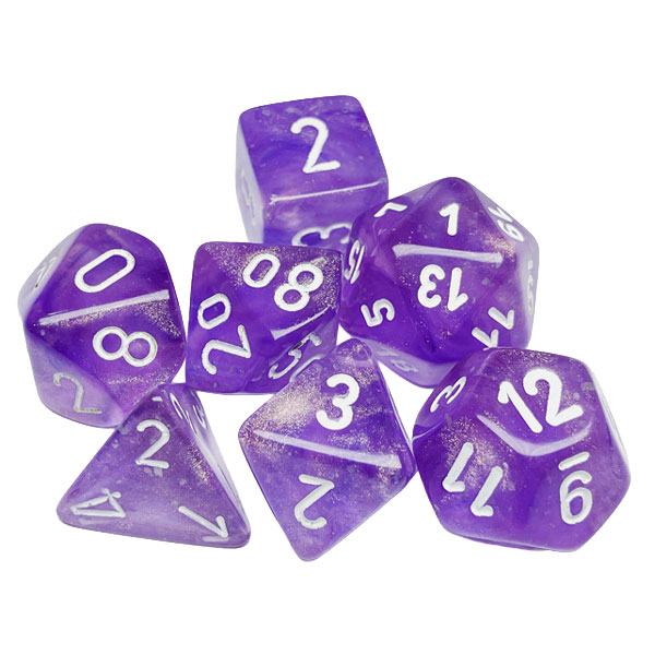 Sada kociek na RPG: Chessex - Borealis Purple White Luminary (7 ks)