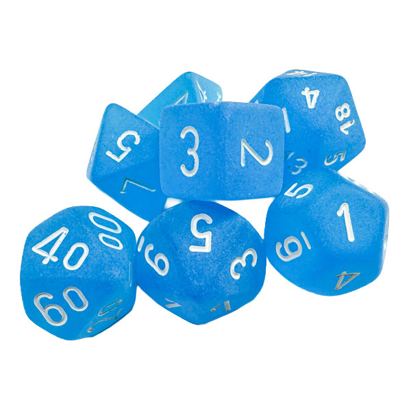 Sada kociek na RPG: Chessex - Caribbean Blue White Frosted (7 ks)