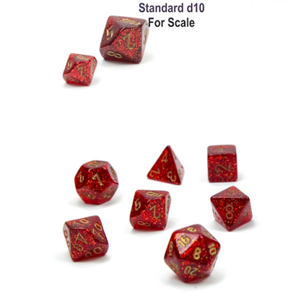 Sada kociek na RPG: Chessex - Festive Mini-hedral Ruby Red Gold (7 ks)