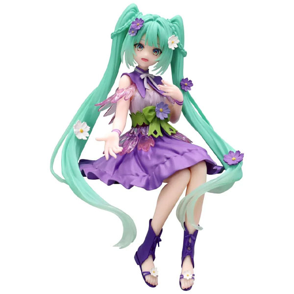 Furyu Hatsune Miku Noodle Stopper PVC Statue Flower Fairy Cosmos Purple Color Ver. 14 cm