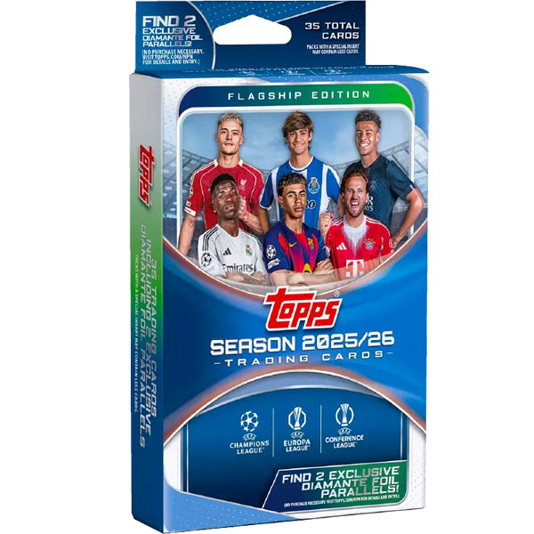 Futbalové karty Topps UEFA Club Competitions Flagship Edition 2025/2026 Hanger Box