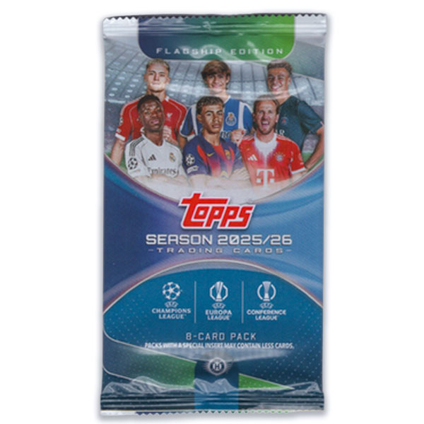 Futbalové karty Topps UEFA Club Competitions Flagship Edition 2025/2026 Hobby booster pack