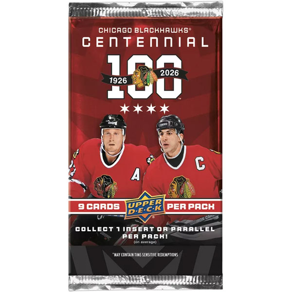 Hokejové karty Upper Deck 2025/2026 Chicago Blackhawks Centennial Hobby Booster Pack