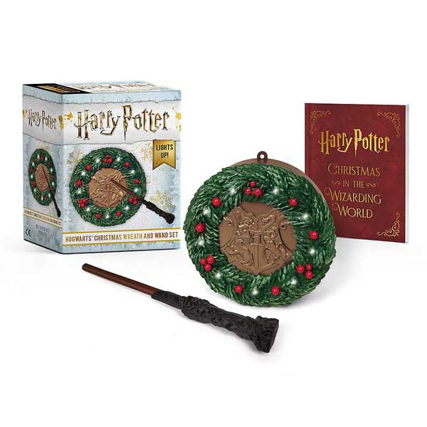 Running Press Harry Potter Hogwarts Christmas Wreath and Wand Set Lights Up! (Miniature Editions)