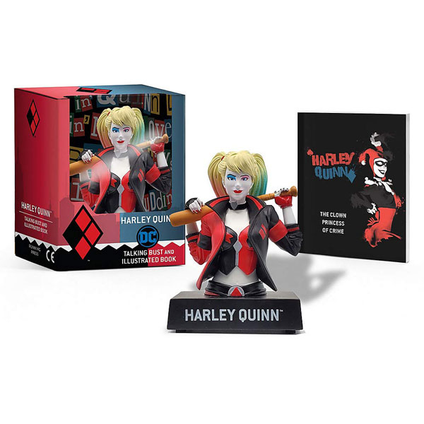 Figúrka Running Press Harley Quinn Talking Figure and Illustrated Book (Miniature Editions)