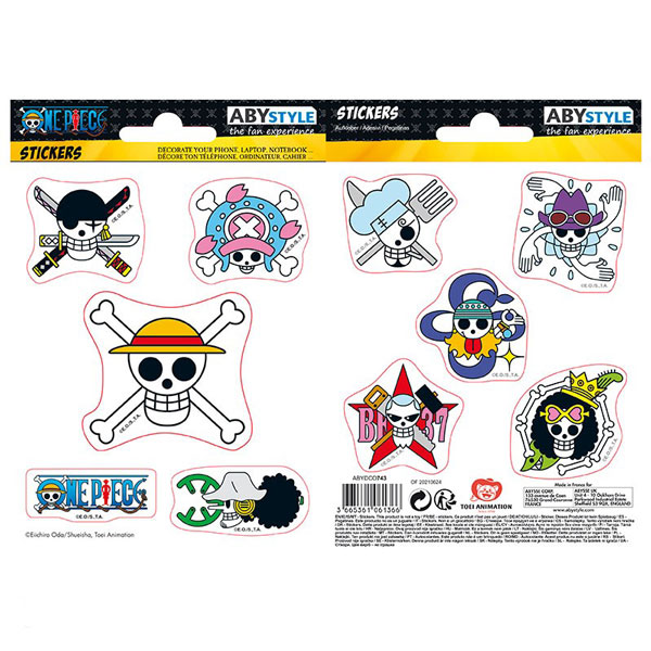 Abysse Corp One Piece Straw Hat Skulls Nálepky 2-Pack (16 x 11cm)