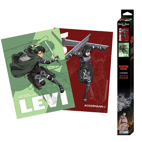 GBeye Attack on Titan Levi and Mikasa Posters 2-Pack 52 x 38 cm