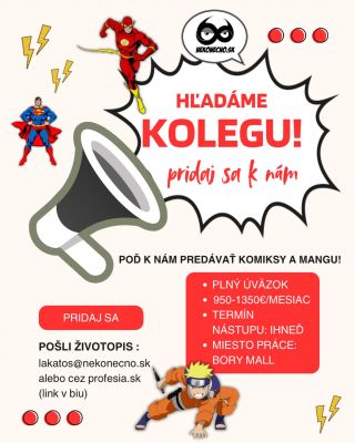 Hľadáme ťa! Pridaj sa do nášho tímu! 📢 Patrí medzi tvoje záľuby čítanie komiksov či mangy? Si zberateľ/ka figúriek,...