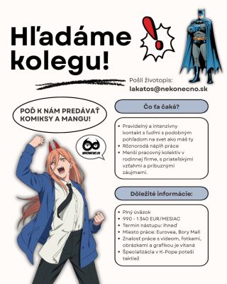 Hľadáme ťa! Pridaj sa do nášho tímu! 📢 Ak miluješ komiksy, mangu, zbieraš kartičky alebo žiješ K-Popom, si náš človek....