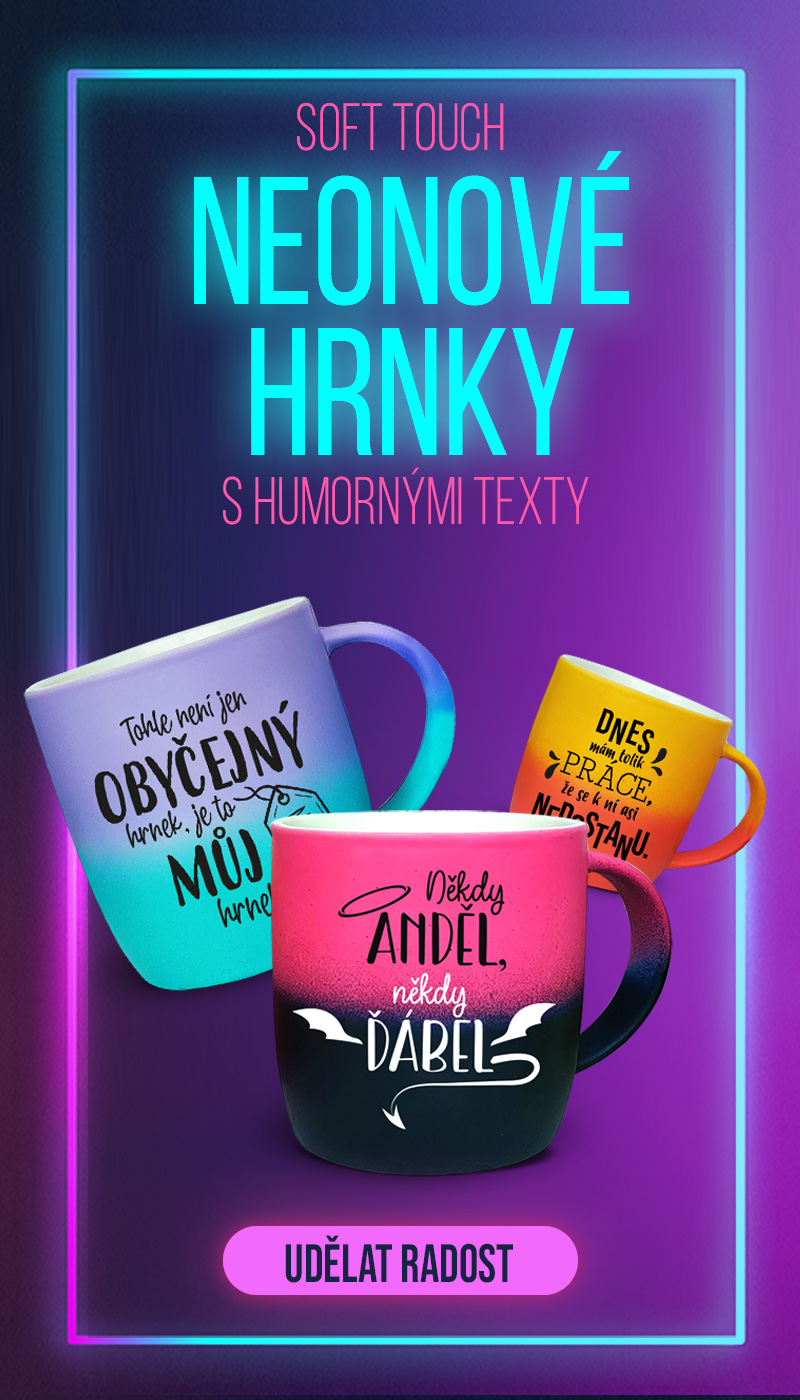 Soft touch - Neonové hrnky s humornými texty