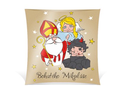 Dárková čokoláda s motivem Mikuláše, čerta a andílka