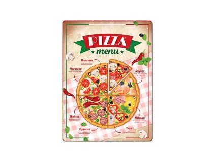 Plechová cedule Pizza menu BU30042