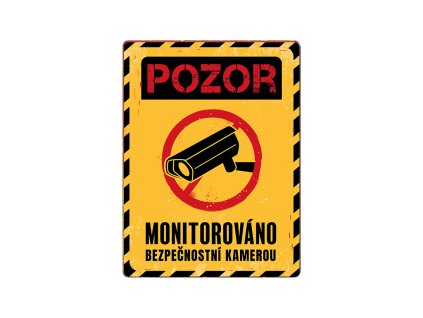 Plechová cedule Pozor - Monitorováno bezpečnostní kamerou BU30044