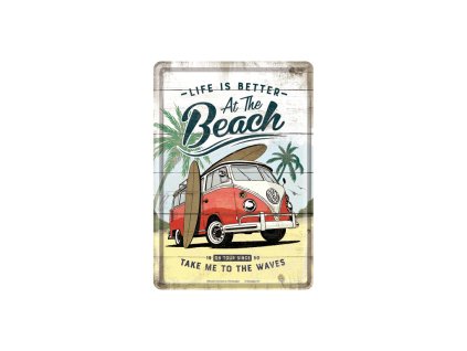 Plechová pohlednice VW Bulli Life is Better at the Beach NA10328 - Nostalgic-Art