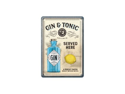 Plechová pohlednice Gin & Tonic Served Here NA10324 - Nostalgic-Art