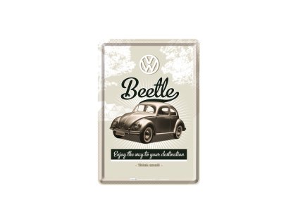 Plechová pohlednice VW Beetle (Enjoy the Way to Yors Destination) NA10224 - Nostalgic-Art