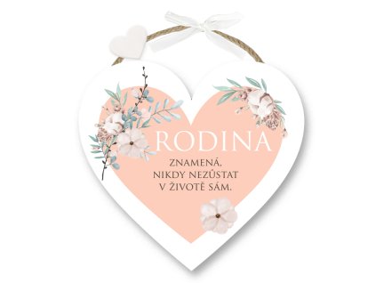 Dárková cedulka srdce závěsné Rodina znamená, nikdy nezůstat v životě sám
