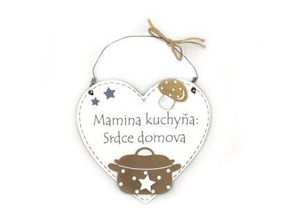 Drevená ceduľa Mamina kuchyňa: Srdce domova