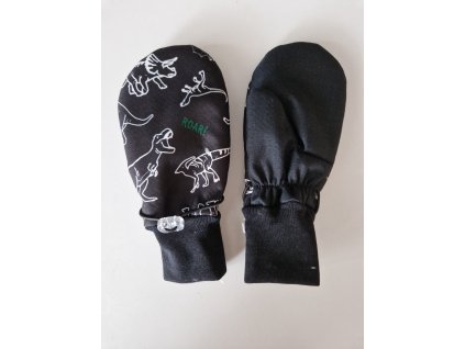 Softshellové rukavice s beránkem černé dino