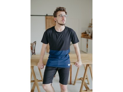 Bambusové tričko ERET černá/tm.modrá